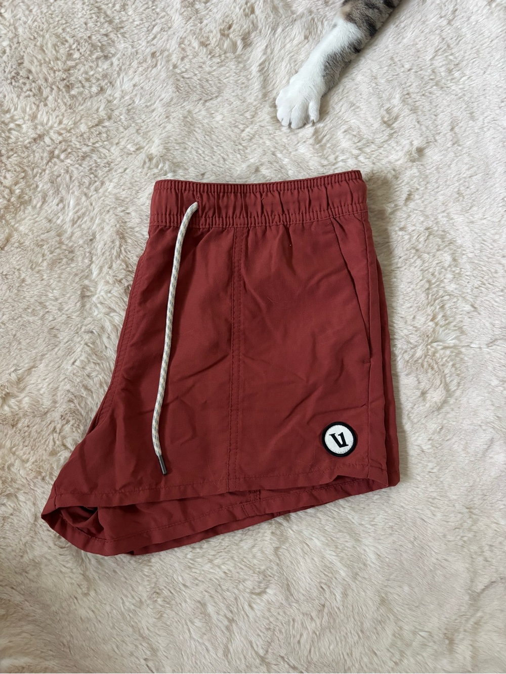 Vuori Women’s Sunwashed Shorts in Brick Red
